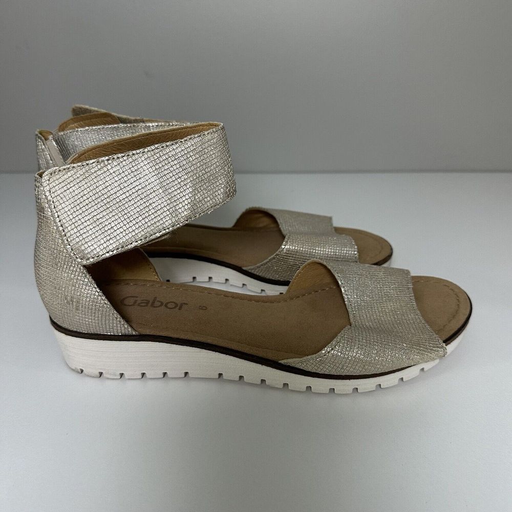 Gabor 44570 Size 9 Metallic Gold Ankle Strap Hook and Loop Closure Sandal - Picture 5 of 10